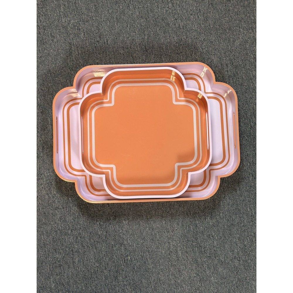 Anthropologie Home Lacquered Serving Tray Lilac Purple Plastic Handles Food